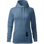 Kočka visící mikina dámská Cape s kapucí Denim – Zboží Dáma