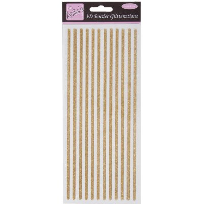 WEST DESIGN West Design Samolepky třpytivé 3D proužky 9 × 23 cm Zlaté – Zboží Dáma