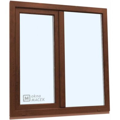 KNIPPING Plastové okno - 70 AD, 1200x1500 mm, FIX/OS, ořech Barva, imitace: ořech/bílá (jednostranně) – Zboží Mobilmania
