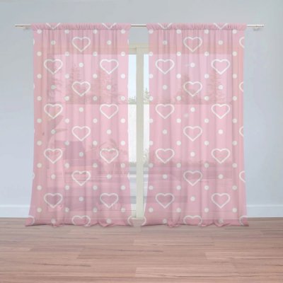 Záclony Srdce a tečky: 2 ks - 150x250 cm - Sablio – Hledejceny.cz