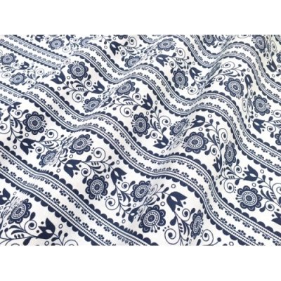 Květy v pruhu - modrotisk - 1 cena za m2 – Sleviste.cz