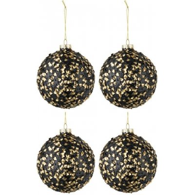 Set čtyř skleněných zlato černých vánočních ozdob J-Line Opala 11 cm – Zboží Dáma