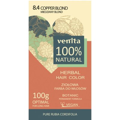 Venita 100% Natural bylinná barva na vlasy 8,4 měděná blond 100 g – Zboží Mobilmania