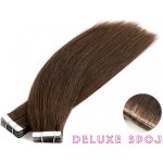 Deluxe neviditelné vlasové PU pásky Tape in na prodlužování vlasů 60cm 04 středně hnědá – Zboží Dáma