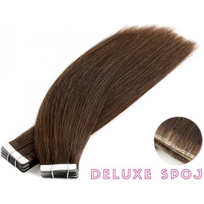Deluxe neviditelné vlasové PU pásky Tape in na prodlužování vlasů 60cm 04 středně hnědá – Zboží Dáma