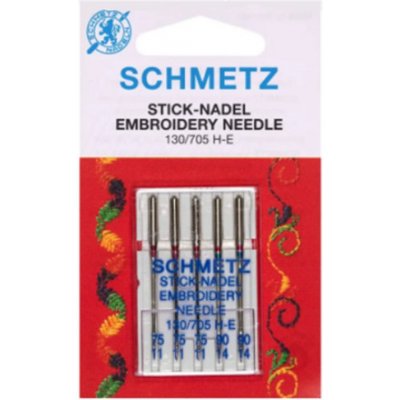 Jehly Schmetz 130/705 H-E V3S embroidery (3x75, 2x90) - vyšívací jehly – Zboží Mobilmania