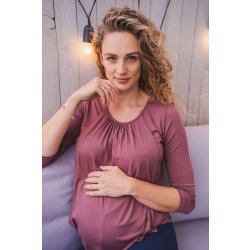 Těhotenské a kojící tričko Kangaroo milk & love Růžová