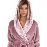 Vestis FLORA 3956 dlouhý župan s kapucí 4353 mauve mist – Zboží Dáma