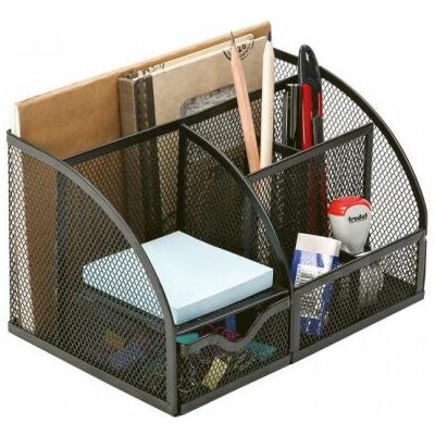 Drátěný stolní organizér Q-CONNECT s přihrádkou na listy černý – Sleviste.cz