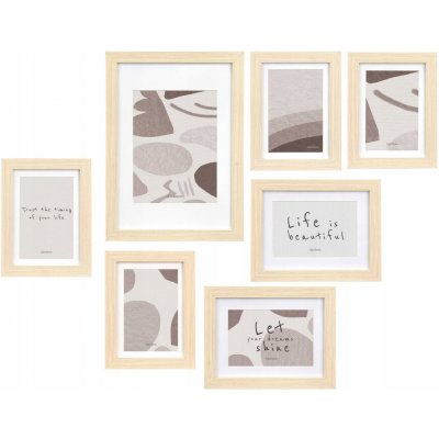 Giftdecor Nástěnné fotorámečky MURAL, 7 rámečků různých velikostí, béžové – Hledejceny.cz