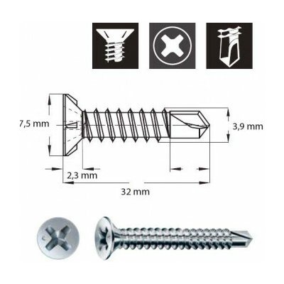 Vrut FEX-A 3,9/32 PH2 WIROX pro okenní kování/PVC profily BALENÍ 1000 ks – Hledejceny.cz