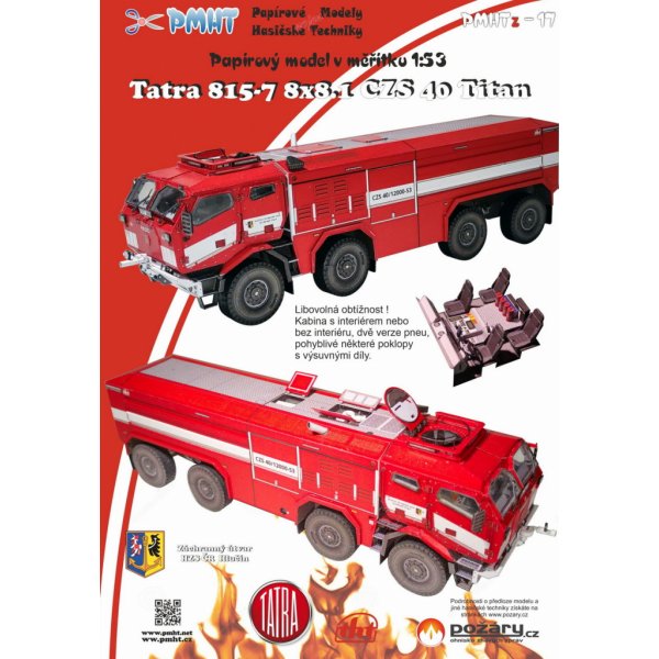 Vystřihovánka a papírový model Tatra 815-7 8x8 CZS 40 Titan papírový model 1:53