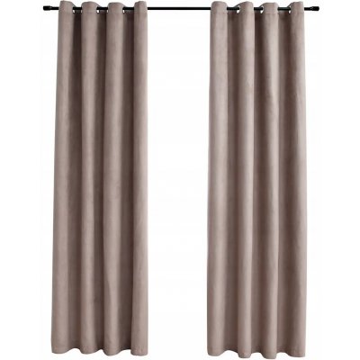 Polyesterové závěsy imitující semiš, barva taupe, 140 x 245 cm, s kovovými kroužky – Hledejceny.cz