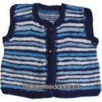 ručně pletená dětská vesta modrá pruhovaná