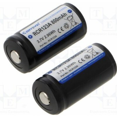 KEEPPOWER RCR123A Akum: Li-Ion; 3,7V; 800mAh; 1,7A; 2ks. – Sleviste.cz