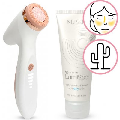Nuskin ageLOC LumiSpa iO Rose Gold pro číštění pleti + čistící gel pro suchou pleť 100 ml dárková sada – Zboží Dáma