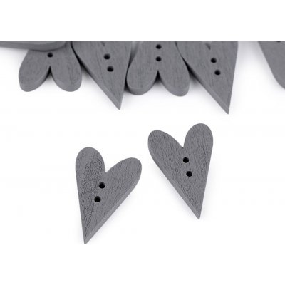 Dřevěný dekorační knoflík srdce Varianta: 3 šedá holubí, Balení: 10 ks – Zboží Dáma