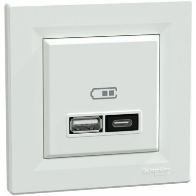Rychlonabíječka, Asfora, dvojitá USB A+C 21W, s rámečkem, Bílá EPH2700521 – Hledejceny.cz