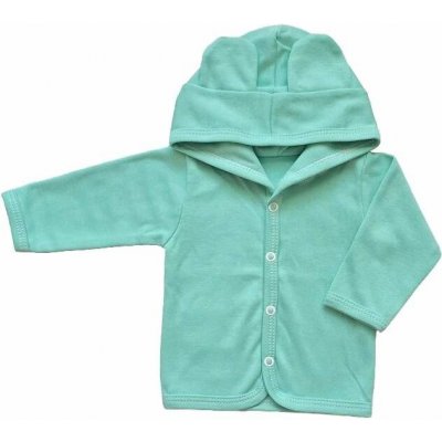 Kojenecká bavlněná mikinka s kapucí mint – Sleviste.cz