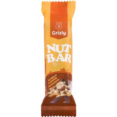 GRIZLY Nut bar mandle kešu lískové ořechy 40 g