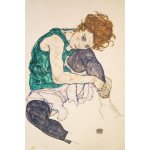 Plakát, Obraz - Sedící žena s pokrčenými koleny, Egon Schiele, 26.7 × 40 cm – Hledejceny.cz