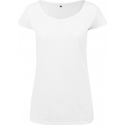 Dámské prodloužené tričko s velkým výstřihem Bílá