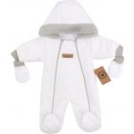 Z&Z Zimní prošívaná kombinéza s kožešinou a kapucí rukavičky bílá – Zboží Dáma