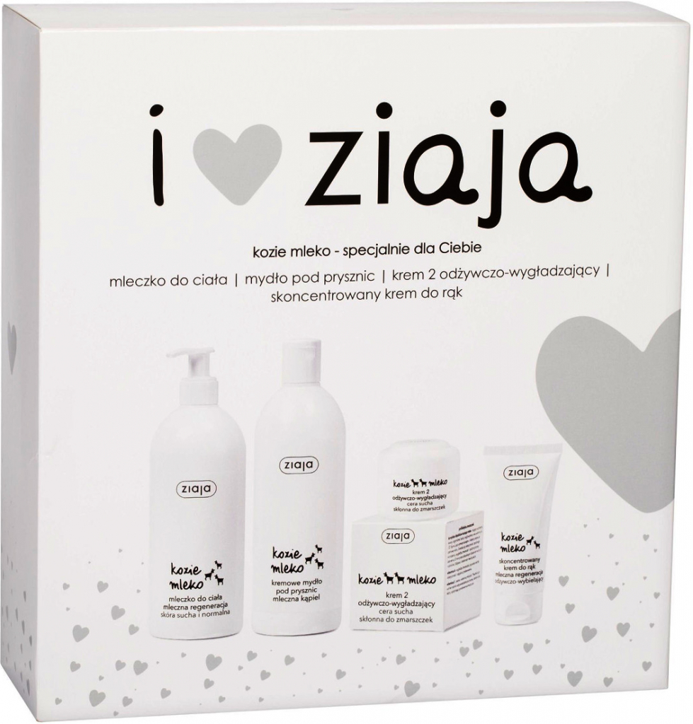Ziaja Goat´s Milk krémové sprchové mýdlo 500 ml + tělové mléko 400 ml + denní pleťová péče 50 ml + krém na ruce 50 ml dárková sada