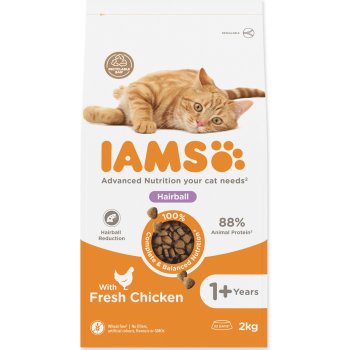 Iams for Vitality Adult Cat Food Hairball Reduction with Fresh Chicken 2 kg