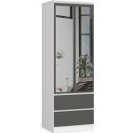 Skříň Star S 60 cm 2D 2SZ zrcadla CLP bílá / šedá – Sleviste.cz