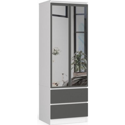 Skříň Star S 60 cm 2D 2SZ zrcadla CLP bílá / šedá – Sleviste.cz