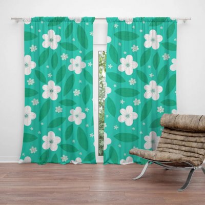Sablio Závěs Bílé květy s lístky: 2ks 140x250cm – Hledejceny.cz