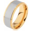 Prsteny Šperky Eshop Dvoubarevný prsten z chirurgické oceli vyvýšený matný pás stříbrné barvy H7.05