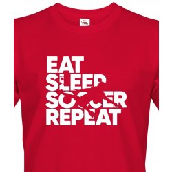 Bezvatriko.cz pánské tričko Fotbal eat sleep soccer repeat Canvas 1560 červená