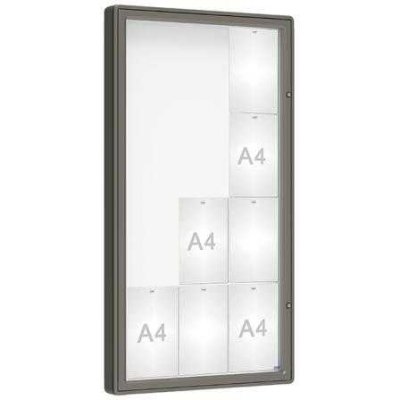 PROCITY Venkovní vitrína model 2000, 12 x A4, sklo, šedá PRO – Zboží Živě