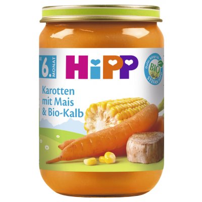 HiPP Bio Karotka s kukuřicí a telecím masem 190 g – Sleviste.cz