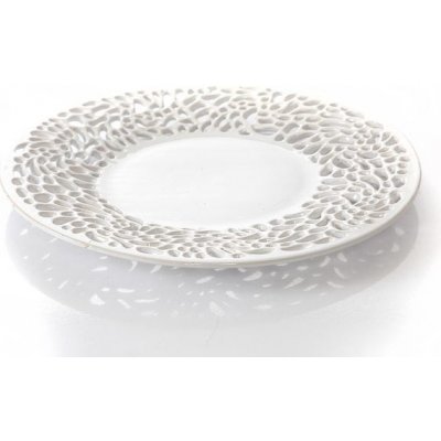 Eurofirany Keramický talíř SANDRA 37 cm Bílá – Zboží Mobilmania