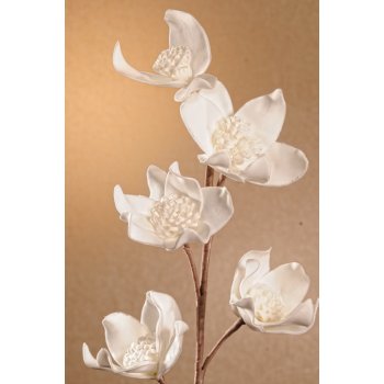 Paramit Dekorační květina bílá s pěti květy 80 cm