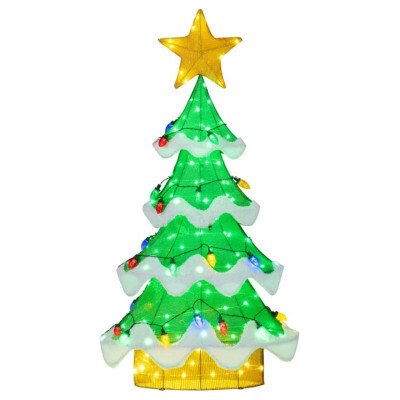 Vánoční stromeček s LED světýlky CM25132DE-S, 130 cm - A COSTWAY – Hledejceny.cz