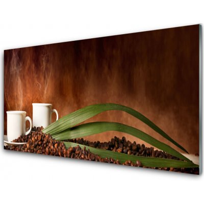 akrylový obraz Šálky Káva Zrnka Kuchyně 100x50 cm – Zboží Mobilmania