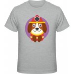 Premium Tričko pro Děti Design se psem pro děti hasič Sportovní šedá Dětské – Zboží Mobilmania