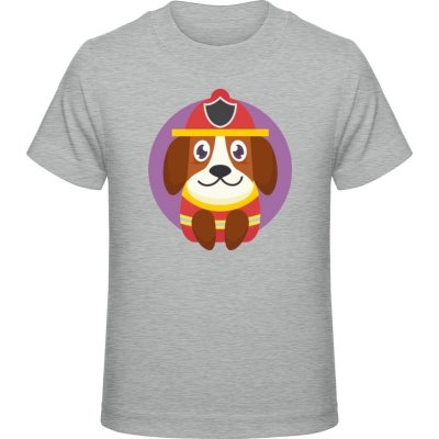 Premium Tričko pro Děti Design se psem pro děti hasič Sportovní šedá Dětské – Zboží Mobilmania