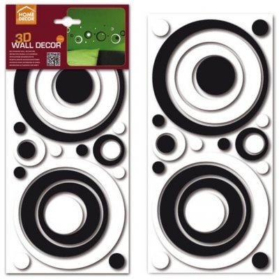 Crearreda Samolepící dekorace B&W Circles 3D – Zboží Dáma
