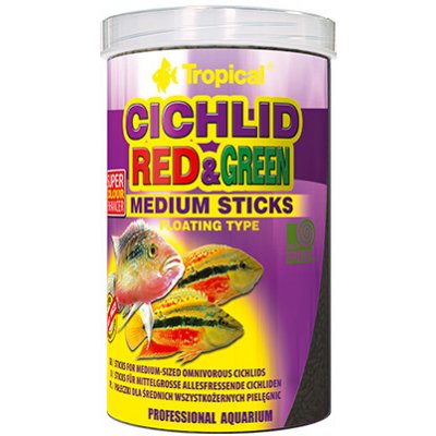 Tropical Cichlid Red&Green Medium Sticks 250ml/90g