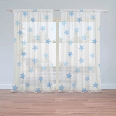 Záclony Modré hvězdy na bílé: 2 ks - 150x250 cm - Sablio – Hledejceny.cz