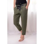 Italy fashion Dámské elegantní kalhoty ADINA Khaki – Sleviste.cz