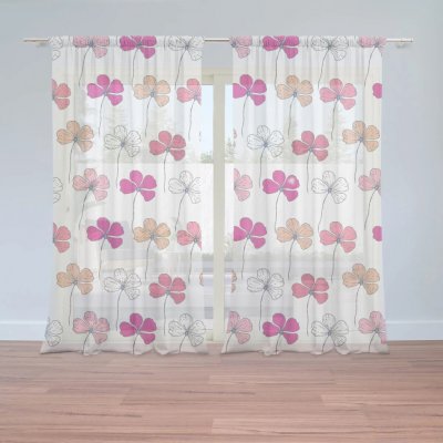 Sablio Záclony Růžové kvítí: 2ks 150x250cm – Zboží Mobilmania
