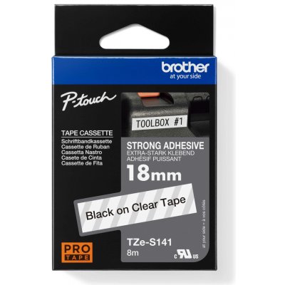 BROTHER TZES141 - kazeta TZ šířky 18mm, extrémně adhesivní lamino TZE-S141, průsvitná/černé písmo – Zboží Živě