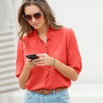 Mušelínová halenka s krátkými rukávy korálová – Zboží Mobilmania