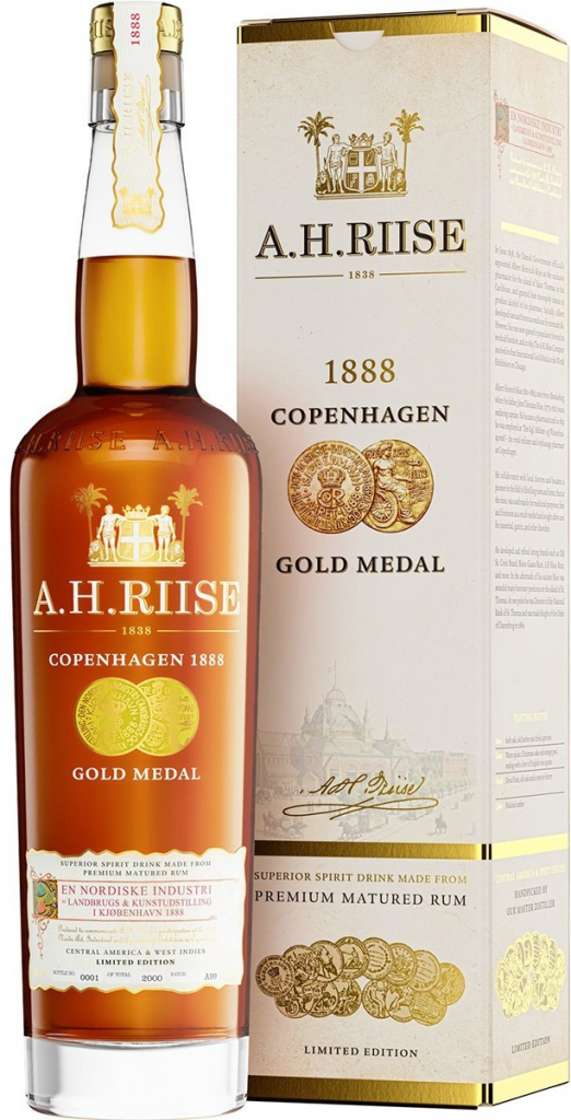 A.H. Riise 1888 Copenhagen Gold Medal 40% 0,7 l (holá láhev)